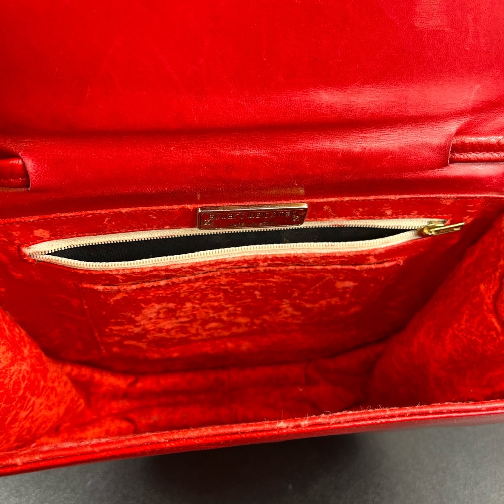 Vintage‎ Stuart Weitzman Red Leather Crossbody Purse - Picture 9 of 13